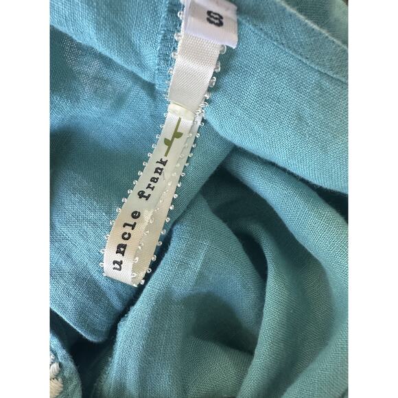 Uncle Frank 100% Linen Embroidered Dress V-Neck Boho Festival Pockets Size Small - Picture 8 of 12